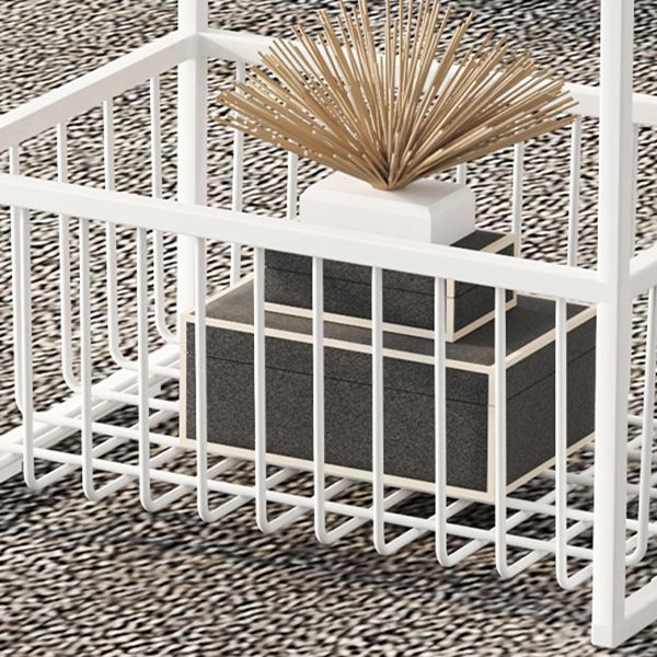 Contemporary Open Storage Nightstand Metal Night Table with Shelves