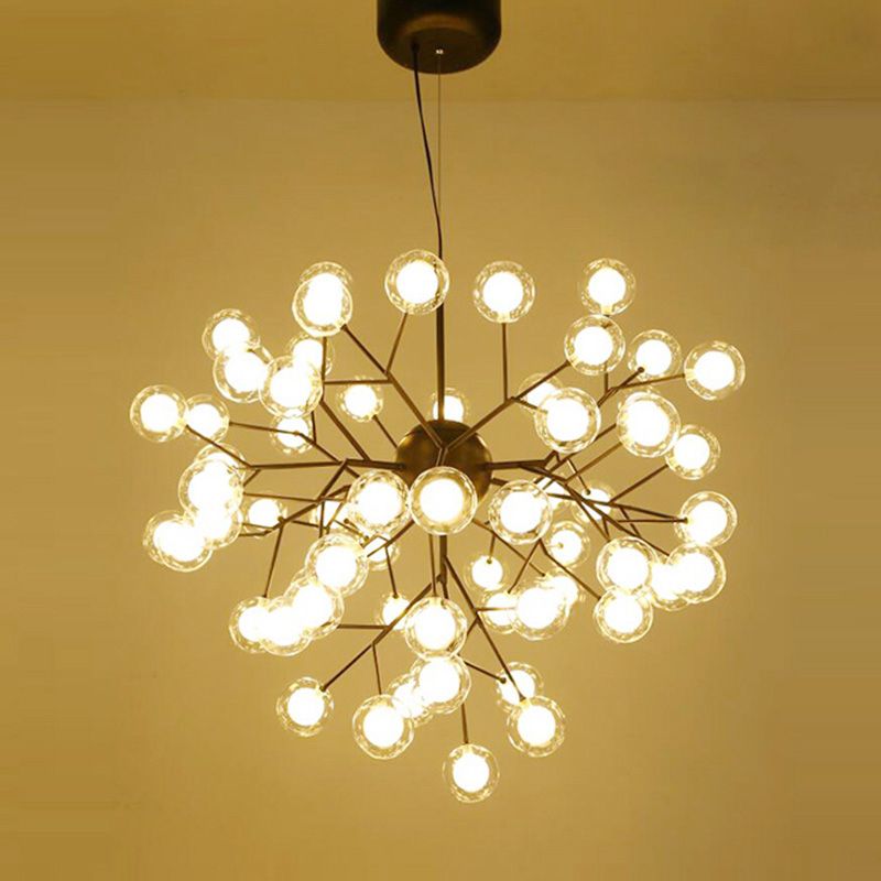 Wrought Iron Firefly Chandelier in Modern Luxury Style Glass Sputnik Pendant Light for Commercial Spaces