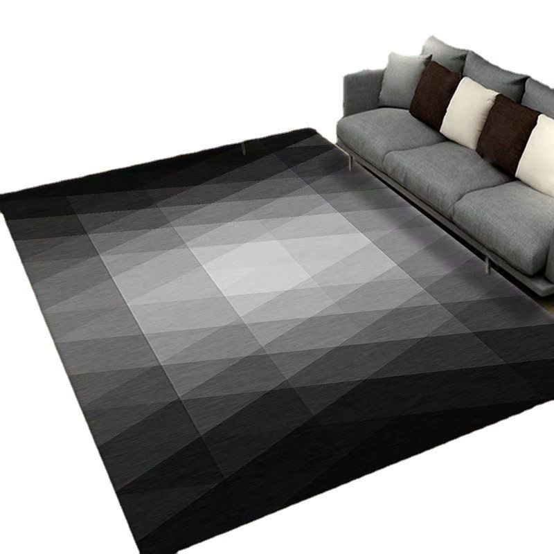 Black Lozenge Carpet Polyester Simple Carpet Non-Slip Backing Carpet for Drawing Room