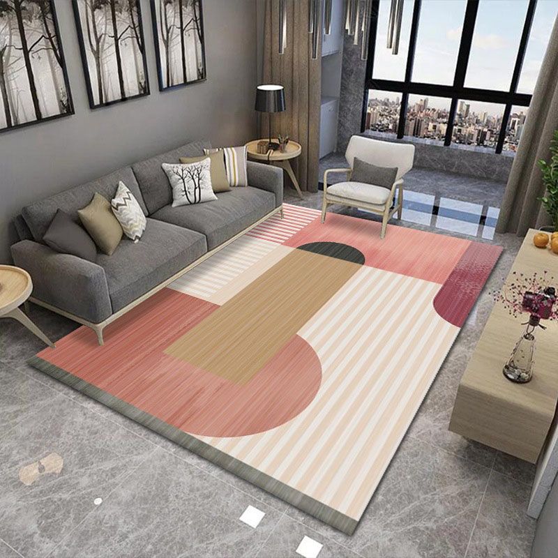 Luxury Indoor Rug Contrast Panel Carpet Easy Care Polyester Anti-Slip Carpet for Home Decor