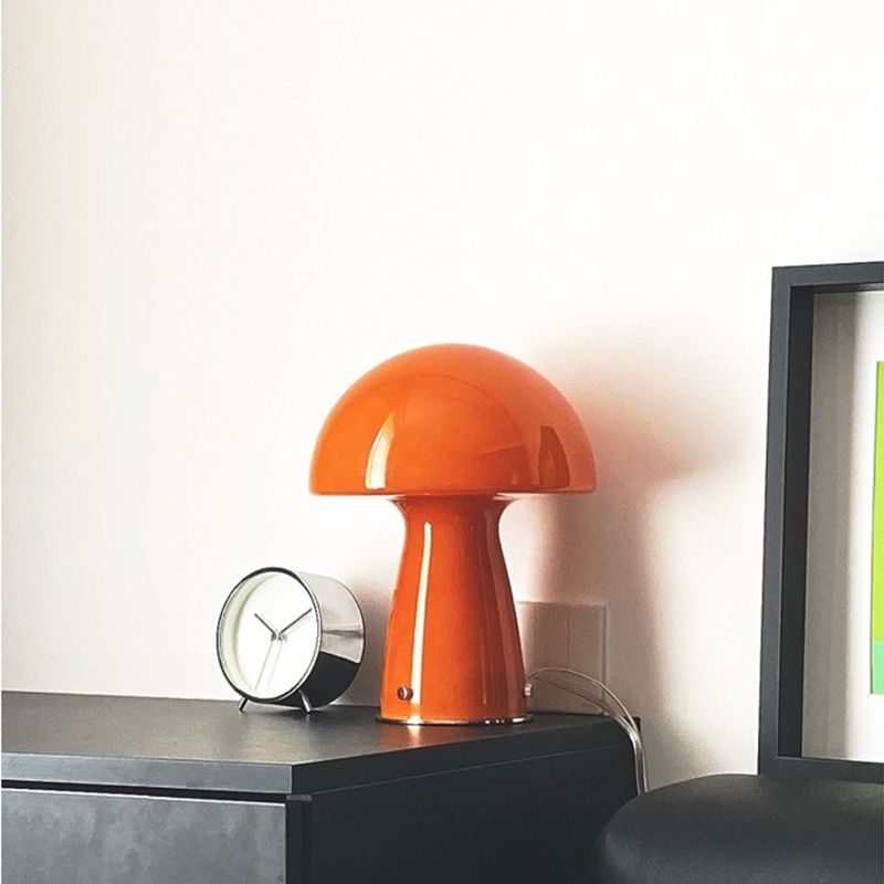 Macaron Style Dome Shade Table Light Glass 1 Head Bedroom Nightstand Lamp