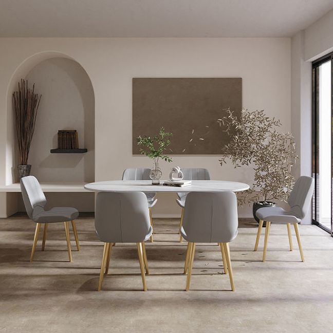 Modern Oval Dinette Table White Home Kitchen Dinner Stone Top 4-foot Resin Table