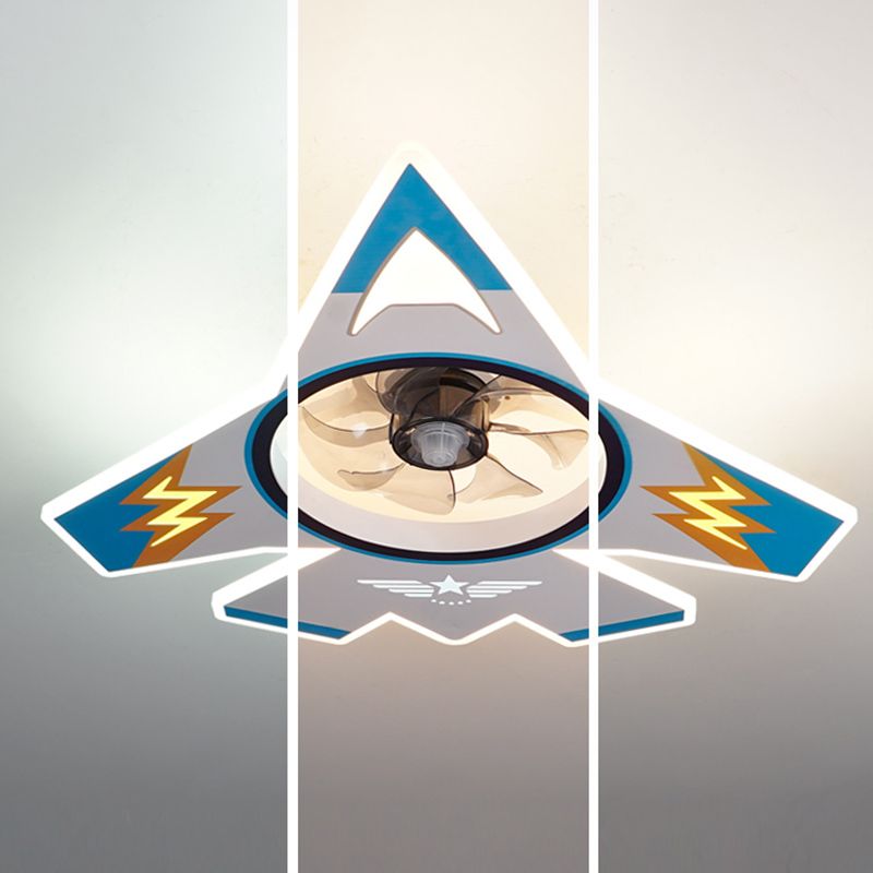 Cartoon vliegtuigvormige LED -plafondventilator Acryl Kinderkinderen Slaapkamer Semi -spoeling Mount verlichting