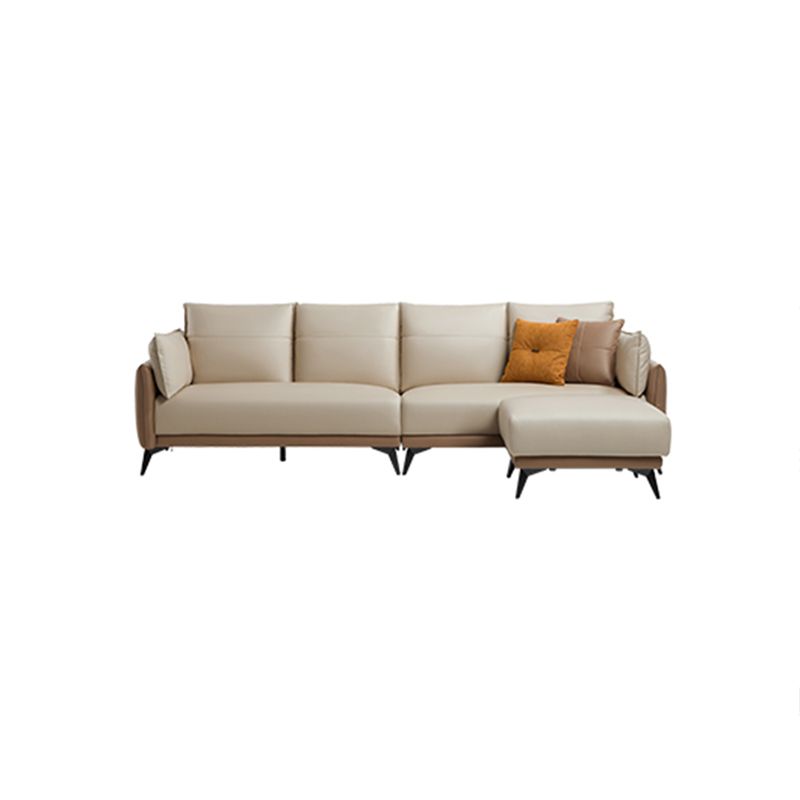 No Distressing Solid Color Scratch Resistant Leather Sofa for Living Room