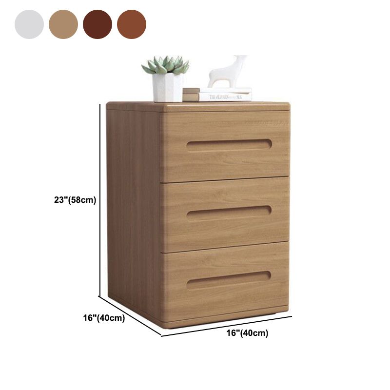 Wooden Nightstand 22.8"Tall 3 - Drawer Nightstand in Brown/ Natural / White