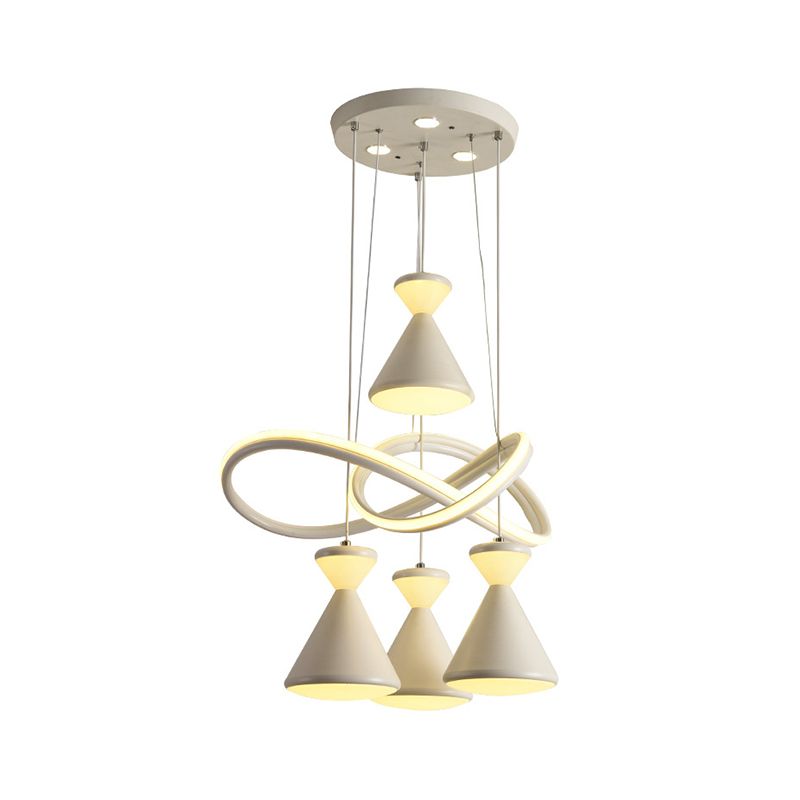 COMENTO DE CORNIMIENTO LED DE 4 LIGRES COCHO CONTemporáneo White Holgar Lighting con reloj acrílico de reloj de arena