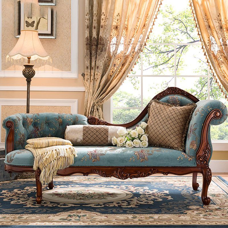 Upholstered Chaise Lounge Couch One Armed Lounge Solid Wood Chair