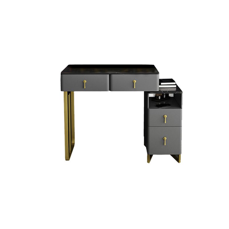 33.5" W Slate Vanity Table Modern 4 Drawers Makeup Vanity Table with Stool