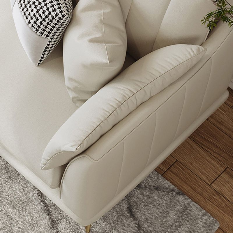 Contemporary Channel Back Faux Leather Sloped Arms Sofa/Sectionals,Ivory