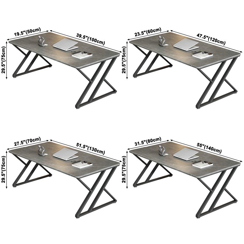 Rectangle Casual Dining Table Grey Tone Fixed Table with Sintered Stone
