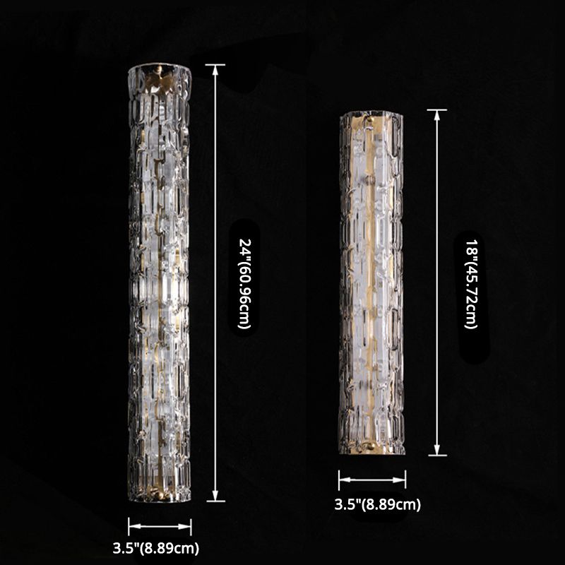 Simplicidad moderna Cilindro de pared Cilíndrico LED LECHE para el dormitorio en la sombra de vidrio ondulado