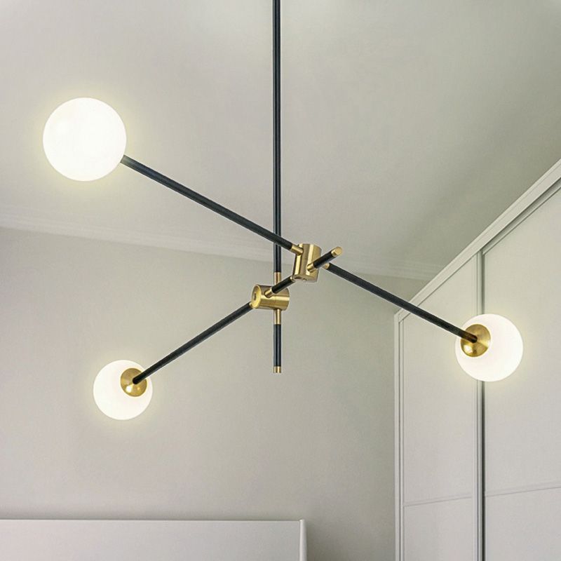 Lámpara de lámpara de suspensión industrial negro globo de vidrio múltiples luces colgantes de techo colgante