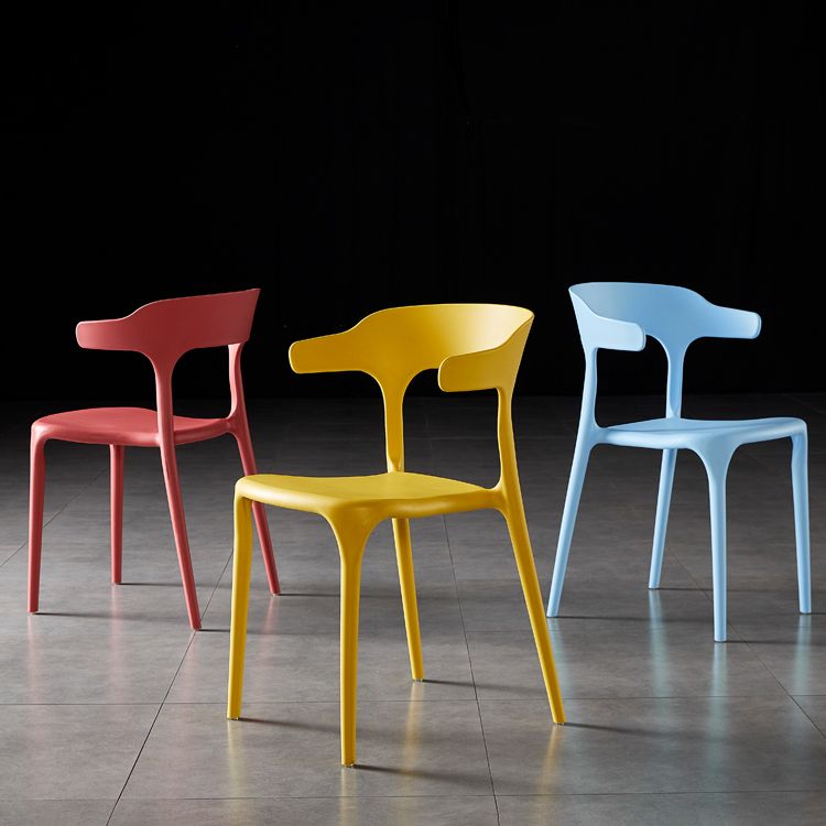 Contemporary Side Chair Stacking Dining Colorful Plastic Armless Chairs for Dining Room