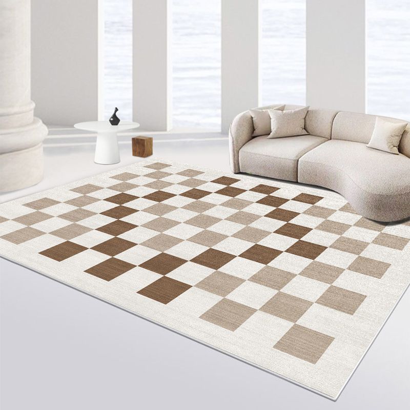 Stylish Modern Area Carpet Plaid Pattern Polyester Area Carpet Anti-Slip Area Rug for Home Decor