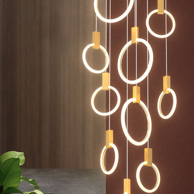 Modern Luxury LED Pendant Light Aluminium Circular Hanging Lamp with Acrylic Shade