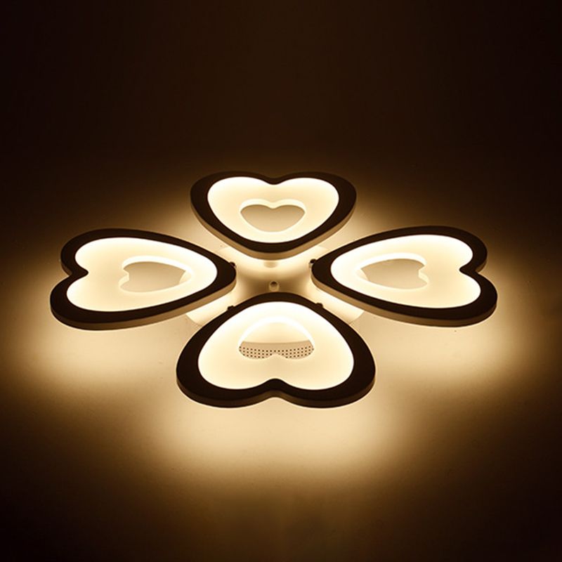 Heart Semi Flush Mount Light Fixture Simplicity Acrylic Ceiling Mount Chandelier for Bedroom
