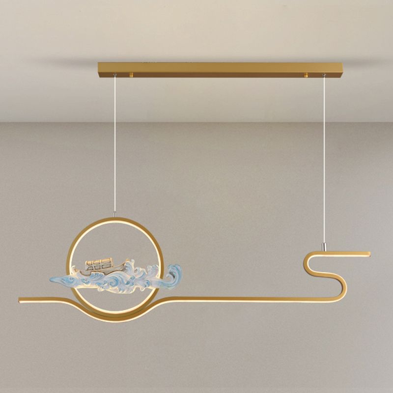 Linear Shape Island Lights Modern Style Metal 2-Light Pendant Light Fixtures