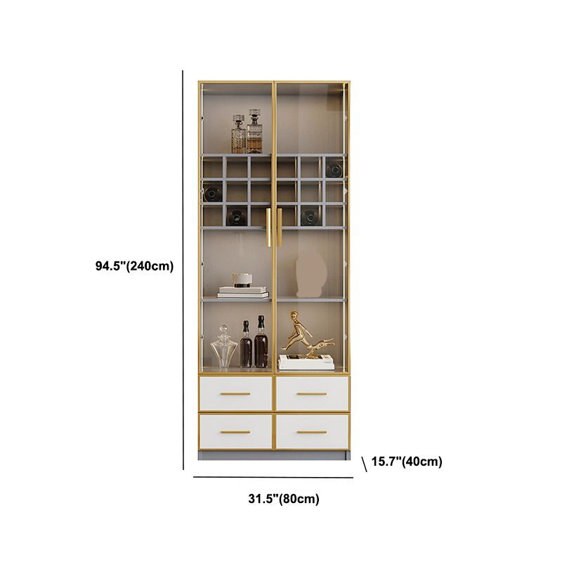 Glam Vertical Standard Bookshelf Manufactured Wood Bookcase with Glass Door