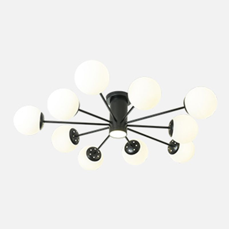 Nordic Ceiling Light Hand-Blown Glass Ball Shaped Semi Flush Mount Spotlight
