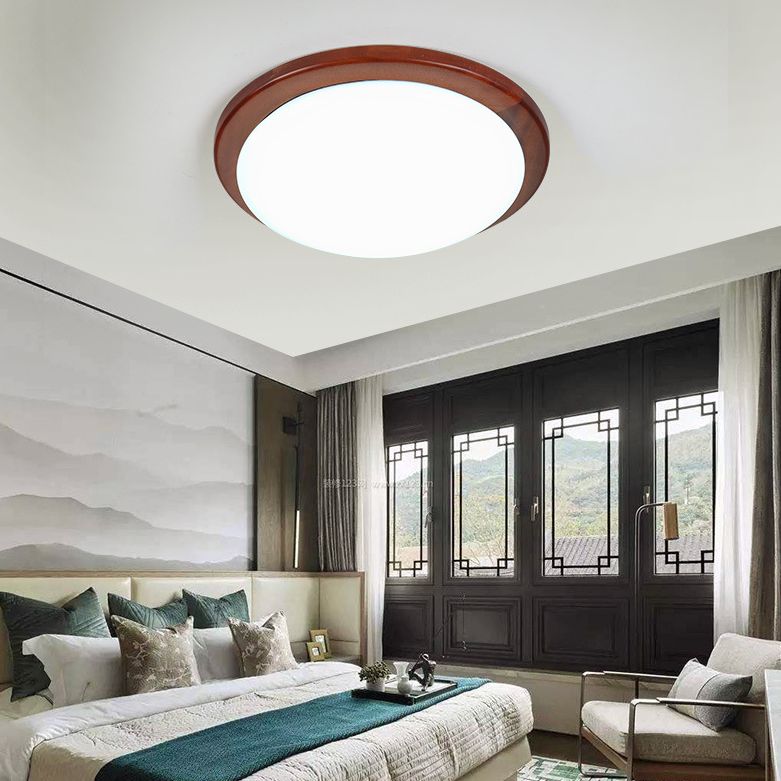 Deckenleuchte aus dunklem Holz mit kuppelförmiger Kuppel, Einfachheit, LED-Acryl-Deckenleuchte für Schlafzimmer