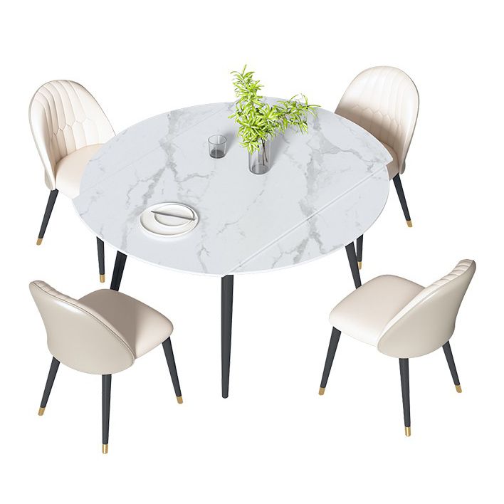 Table ronde supérieure en pierre péout pour le restaurant Table à manger moderne avec 4 jambes
