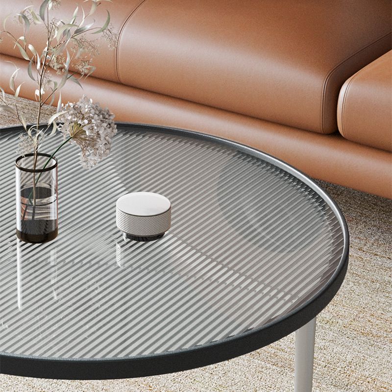 Modern Round 3 Legs Coffee Table Clear Glass Cocktail Table - 23.6"/27.6"/31.5"