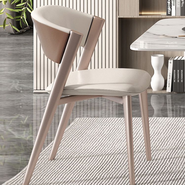 Modern Simple Side Chair Faux Leather Side Dining Chair for Bedroom
