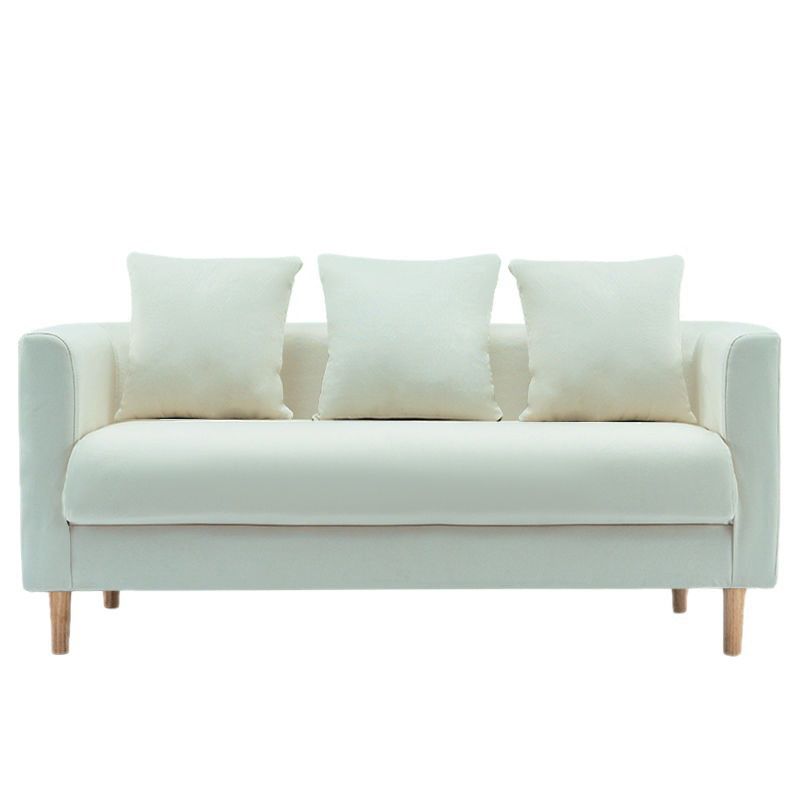 Contemporary Sofa with 3 Pillows Standard Square Arm Stationary Sofa