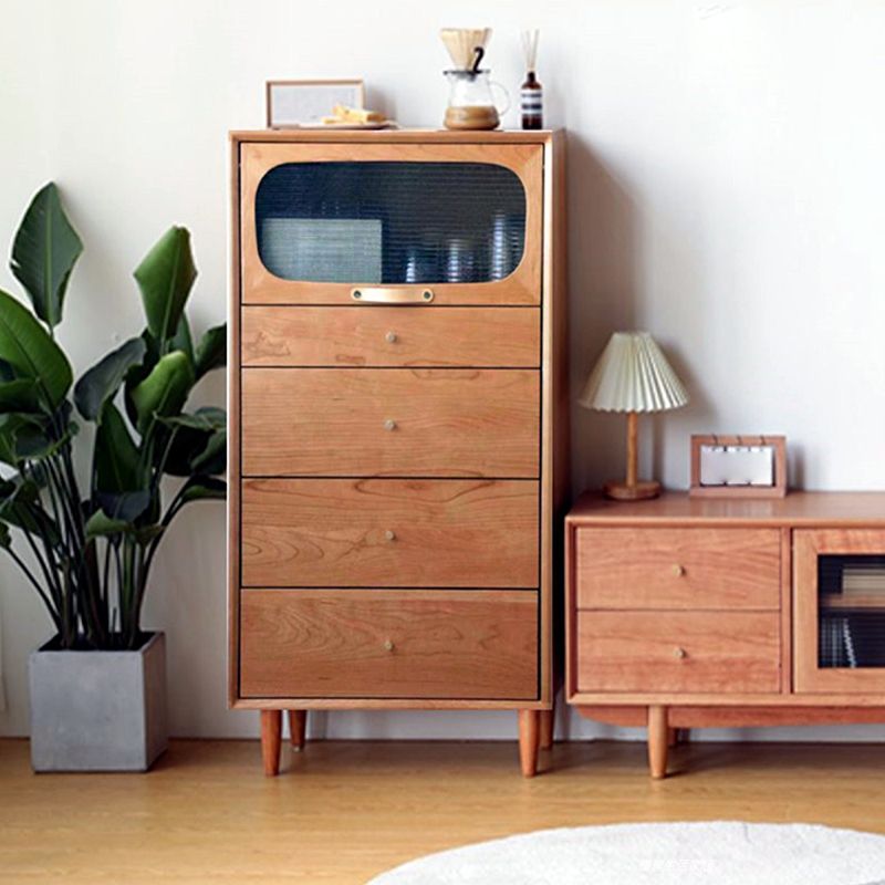 Industrial Rectangle Accent Cabinet Solid Wood Storage Cabinet