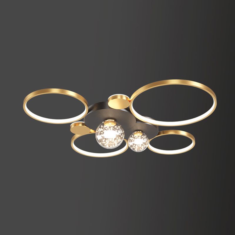 Minimalismo, círculos geométricos nórdicos, luz LED de techo, bola de cristal transparente, cadena de luces LED, accesorio de iluminación para sala de estar