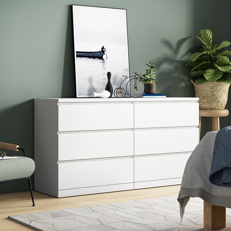 Modern Wood Storage Chest Dresser Horizontal White Dresser for Bedroom