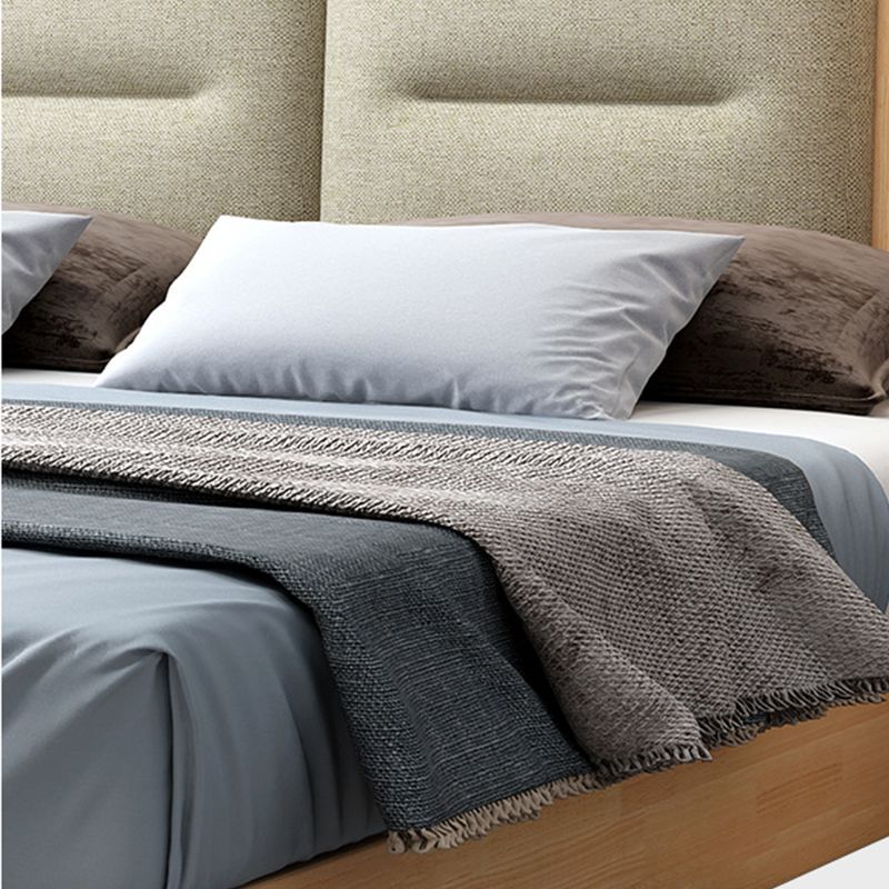 Contemporary Solid Wood Storage with Horizontal Panel Headboard Bed Frame