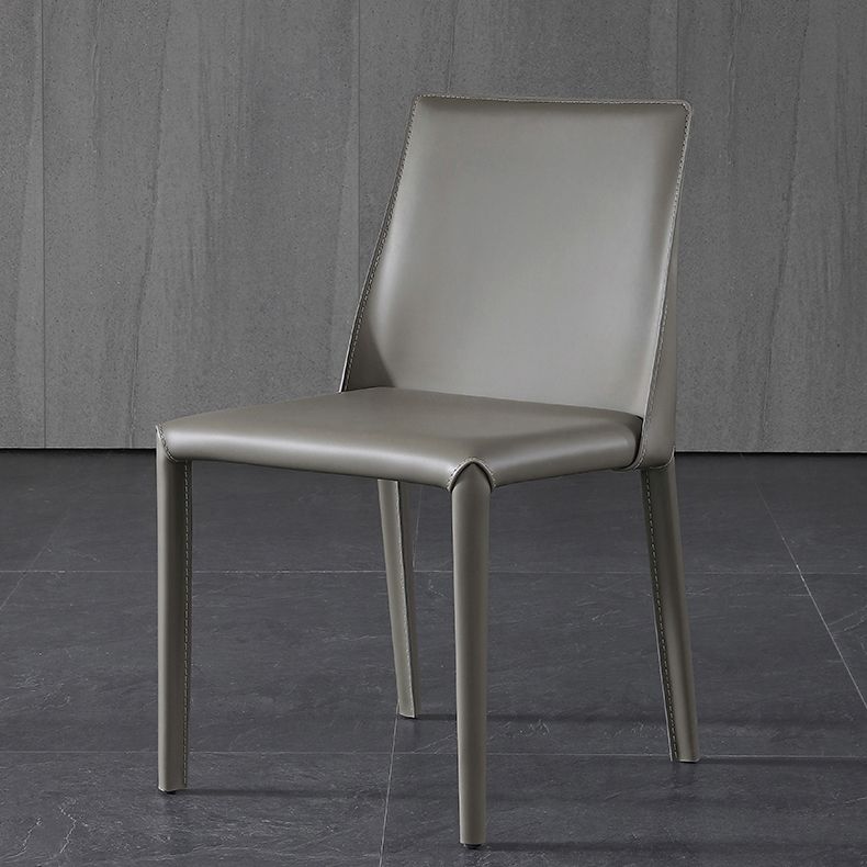 Glam Dining Room Armless Chairs Faux Leather Metal Base Dining Chairs