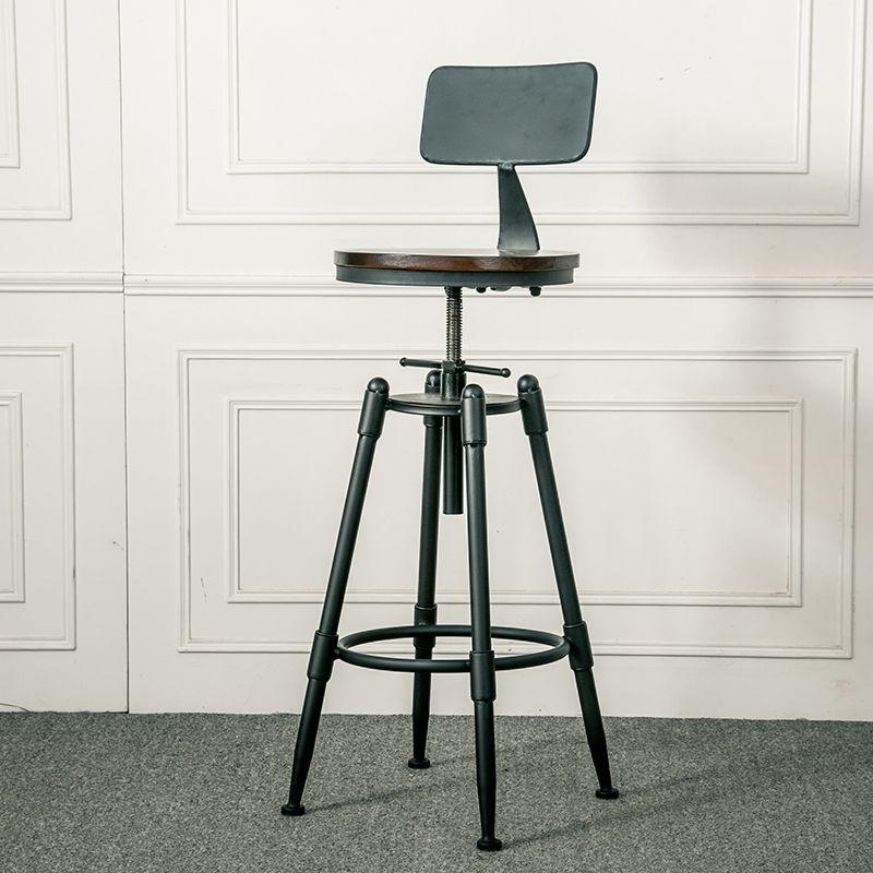 Industrial Armless Rotatable Counter Stool Iron Bar Stool with Pedal