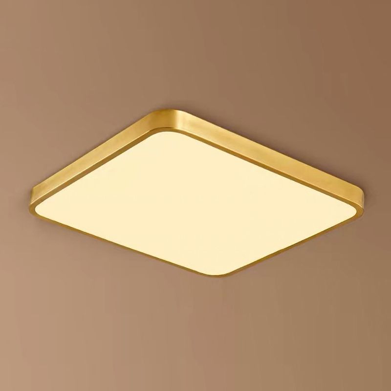 Plafonnier LED de forme ronde en cuivre moderne, 1 lumière, montage encastré pour le salon