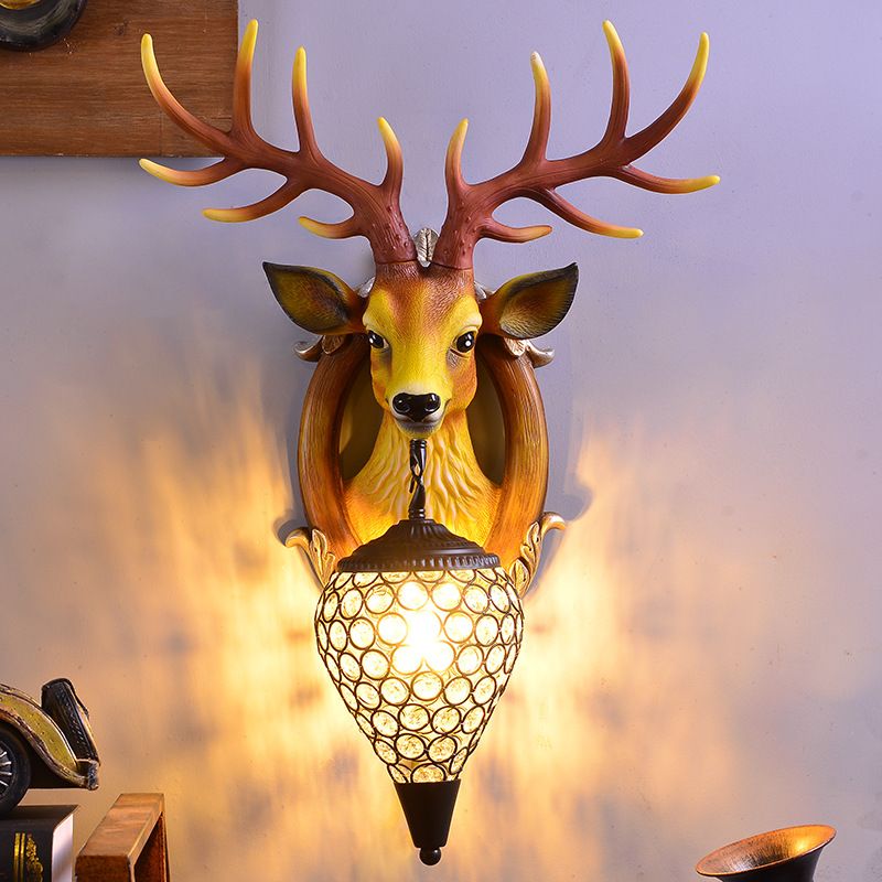 Modern Style Deer Wall Mounted Lighting with Crystal Shade Living Room Wall Lighting Fixture