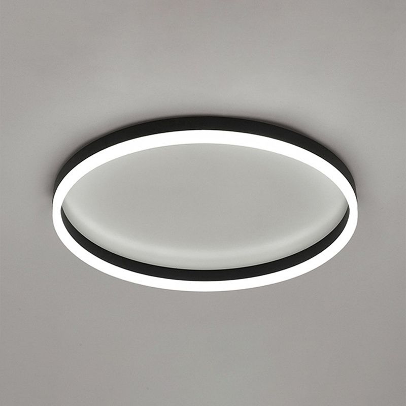 Minimalist LED Flush Mount Ceiling Light Black Circle Flush Ceiling Light Fixture with Metal Shade