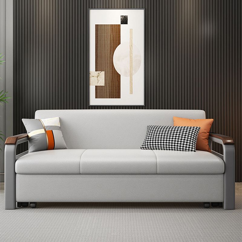 Light Gray Sleeper Sofa Faux leather Sofa Bed with Detachable Mattress