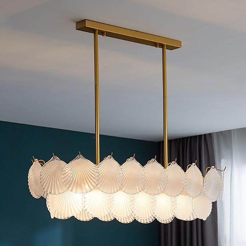Glass 6 Lights Modern Island Lights Living Room Gold Suspension Light