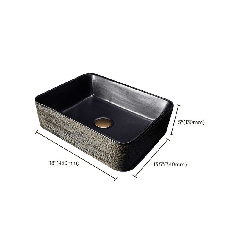 Modern Bathroom Sink Vitreous China Hand Painted Oval Vessel Lavatory Sink