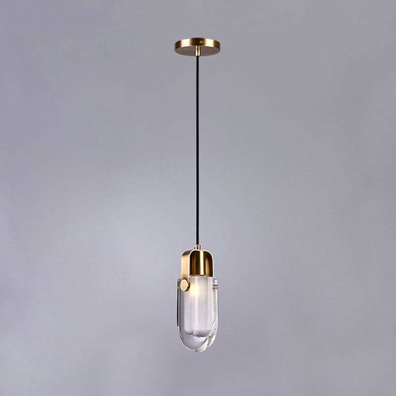 Droplet Crystal Pendant Ceiling Light Contemporary LED Gold Ceiling Suspension Lamp