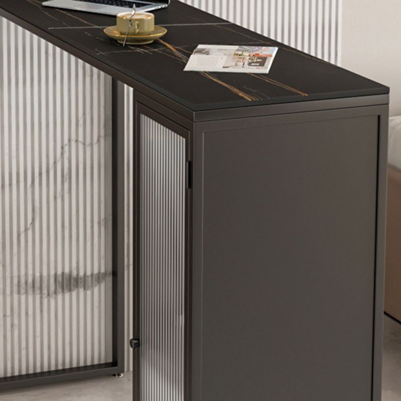 1/2 Pieces Modern Rectangle Sintered Stone Counter Table with High Stools