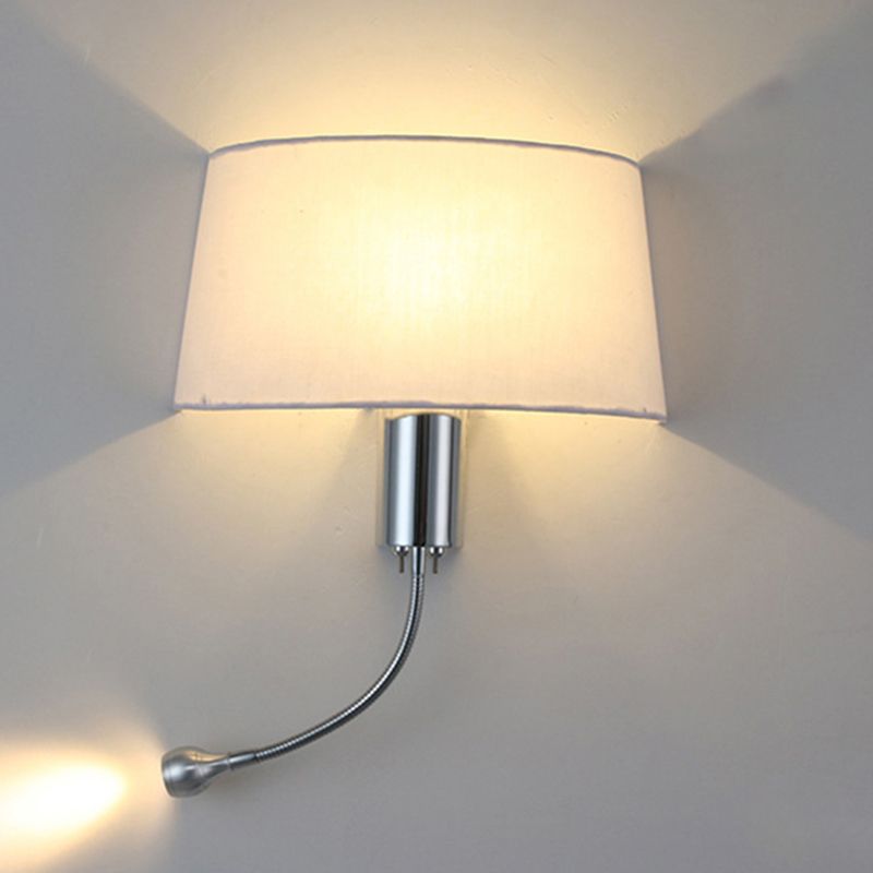 Modernism Metal Wall Light Polish Finish Fabric Shaded Lighting for Bedroom
