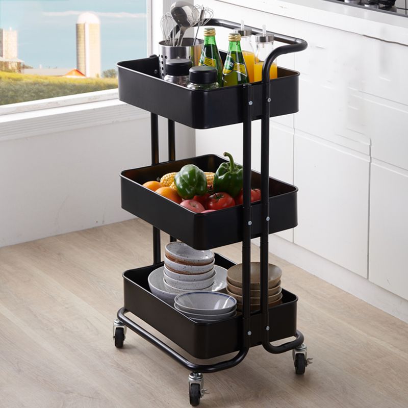 3-Shelf Plastic Geometric Bookcase Contemporary Book Shelf with Wheels