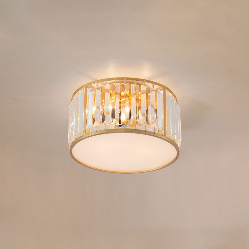 Modern Home Decor Drum Shape Flush Crystal Ceiling Lights for Sitting Room