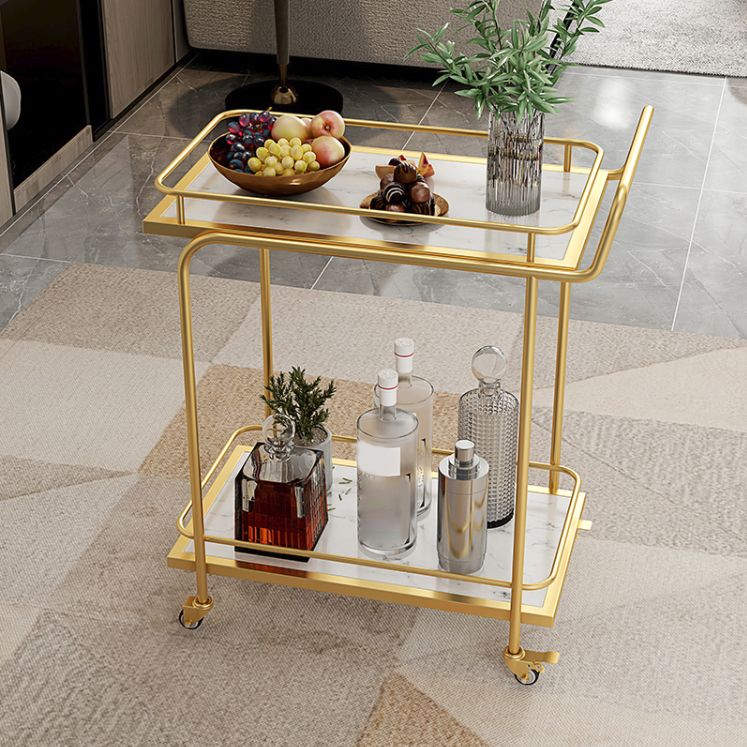 Modern Style Open Storage Kitchen Trolley Rectangular Dining Room Prep Table