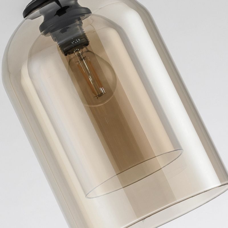 Double Glass Single Pendant Light in Modern Concise Style Wrought Iron Hanging Lamp for Dining Room