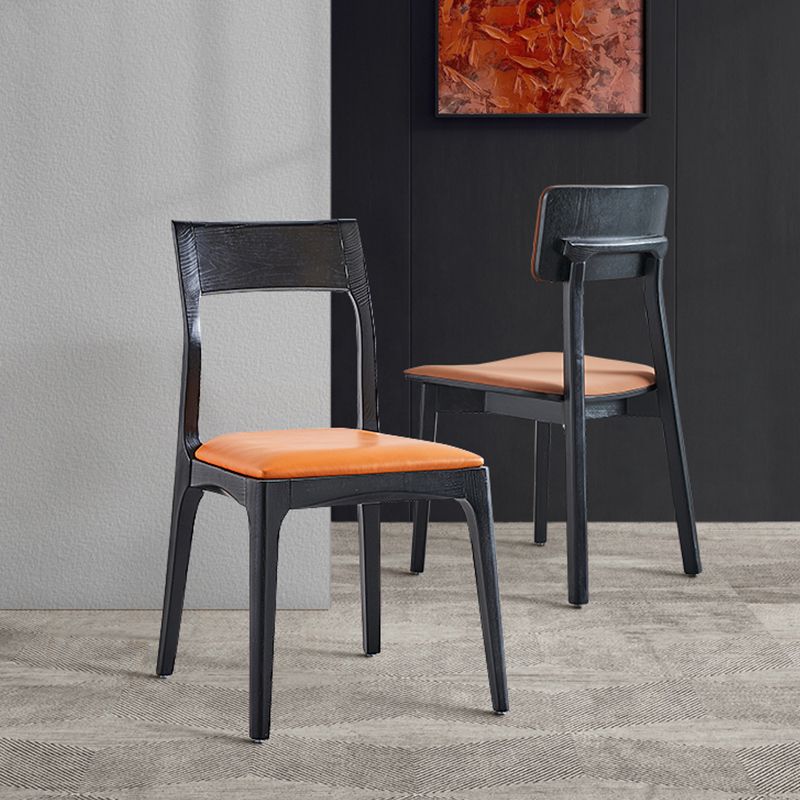 Silla de comedor de estilo escandinavo de madera, silla lateral de comedor acolchada con respaldo abierto para el hogar