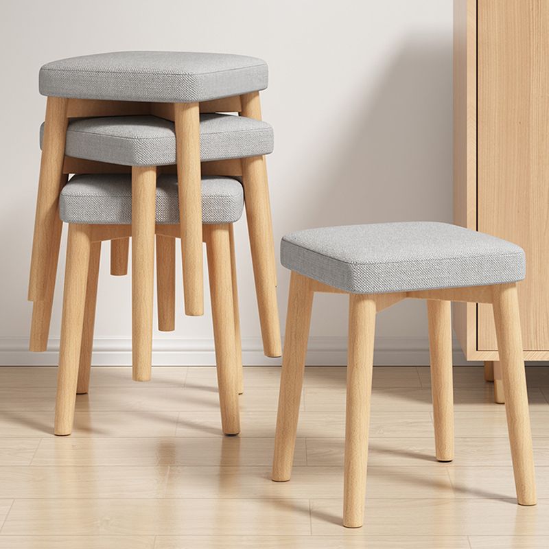 Wood Pouf Contemporary Square Solid Color Ottoman with Wooden Feet