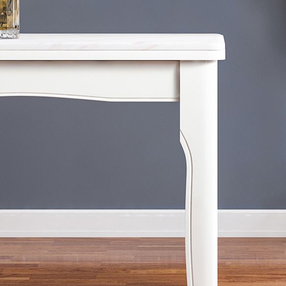 Victorian Style Marble Dining Set with White Fixed Table and 4 Legs Base